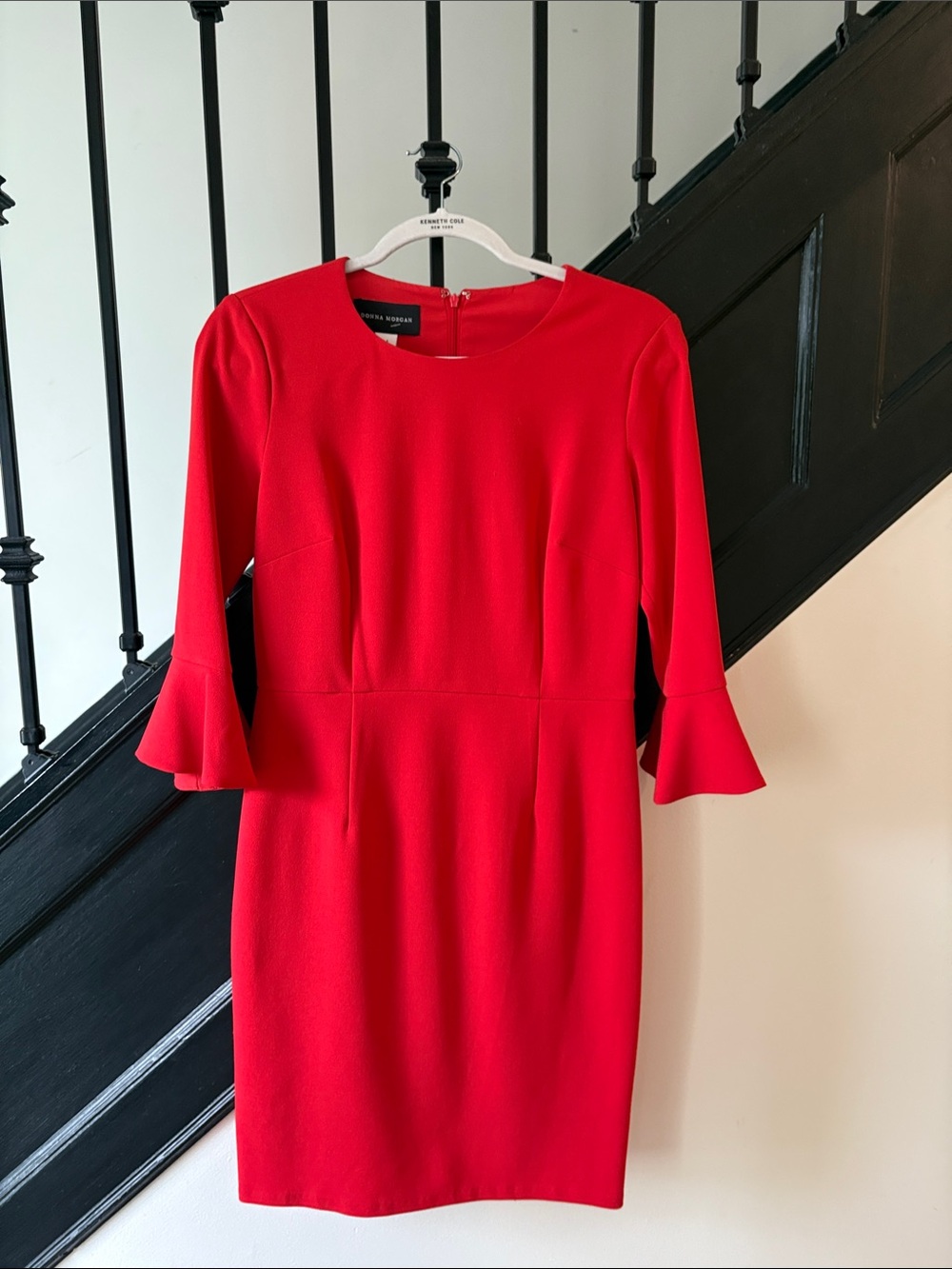 Donna Morgan Red Bell-Sleeve Sheath Dress